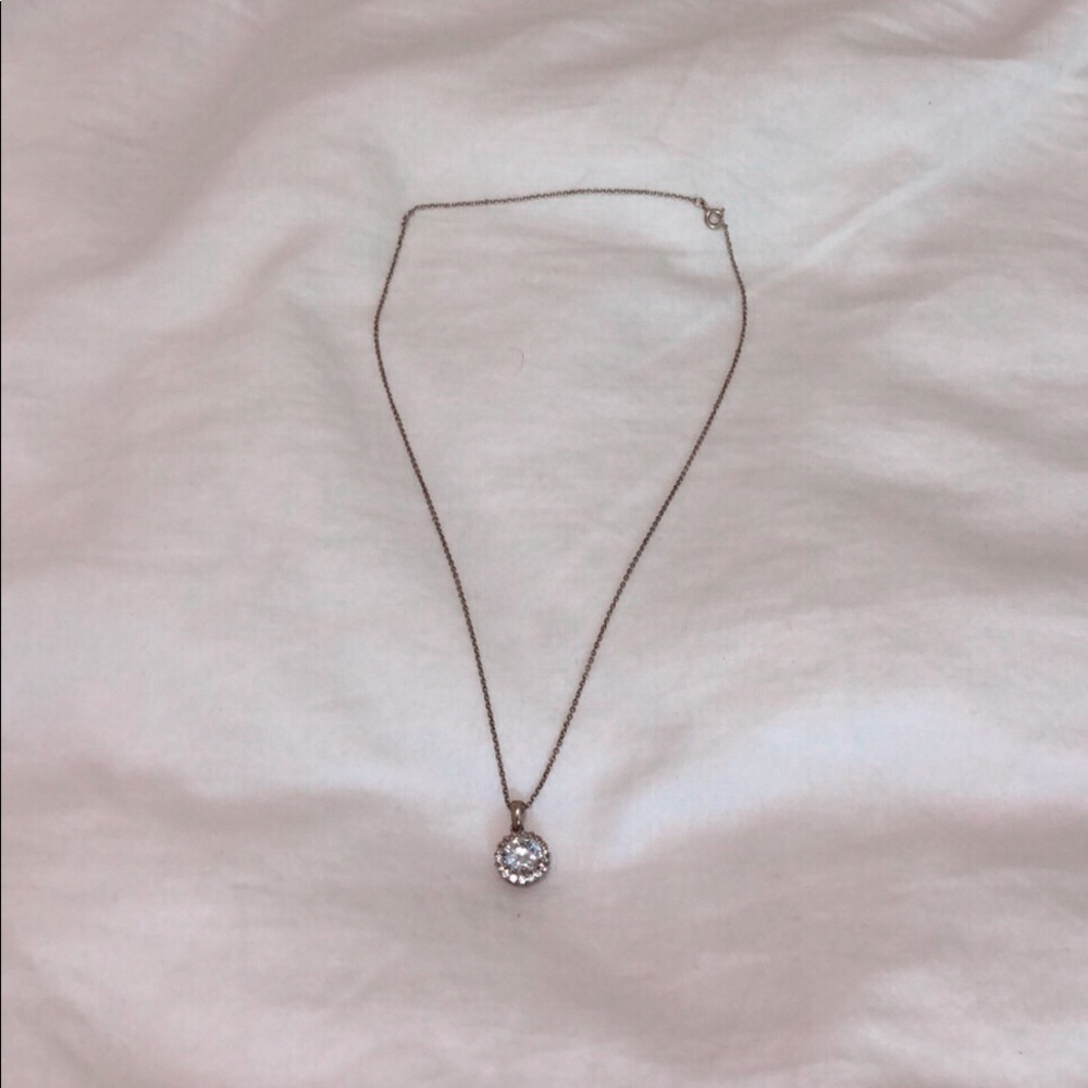 Halo Cubic Zirconium Necklace in Gold